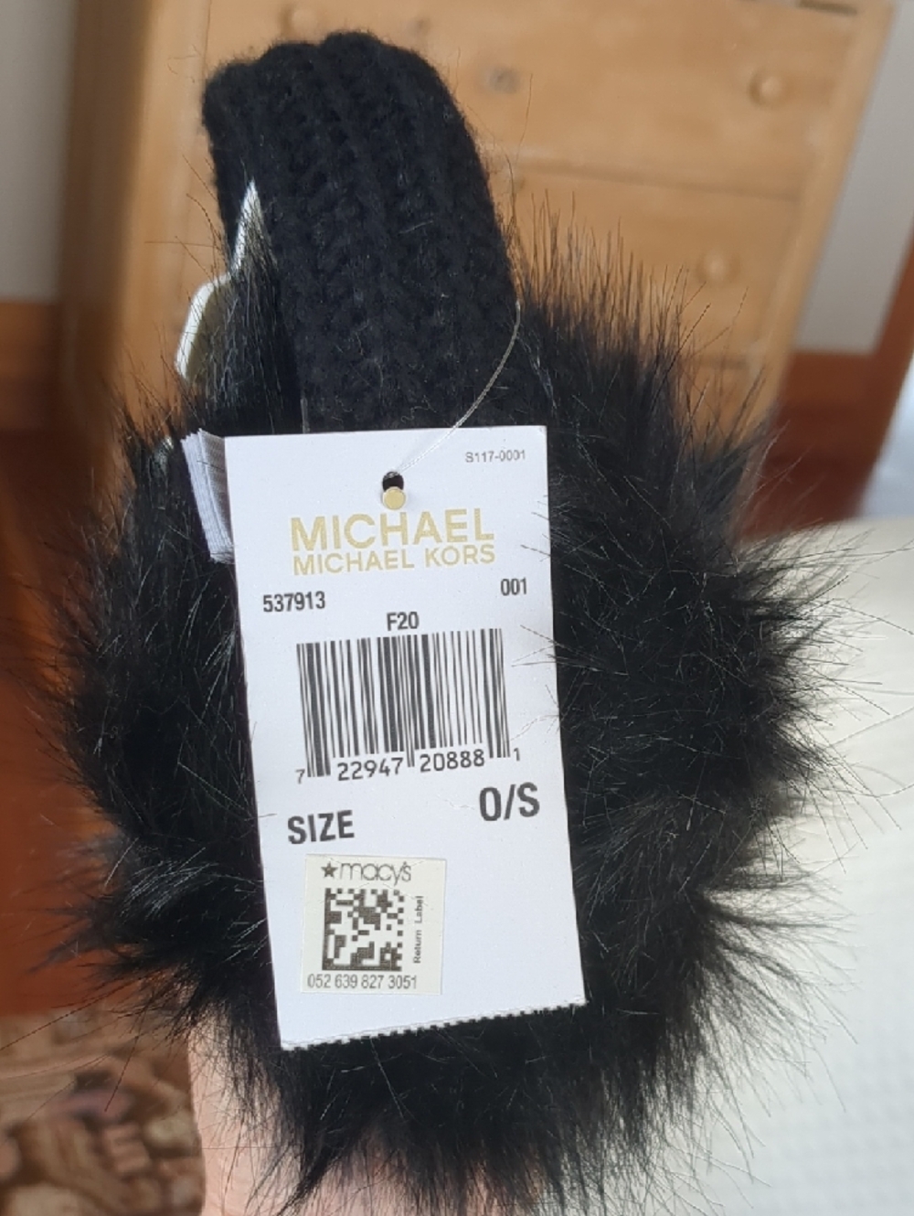 MICHAEL Michael Kors Black Faux Fur Headband Ear Muffs - Picture 4 of 4